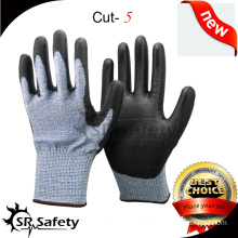 SRSAFETY 13G Knitted Cut Resistant Glove With PU Palm Coating/ Cut Resistant safety gloves/PU Coated HHPE Cut-Resistant Gloves